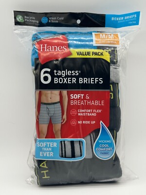 Hanes Boxer Brief & Tee & ステッカー　※上下1枚 Hanes Men\u0027s Tagless Cotton Boxer Briefs, Moisture-Wicking, 6 Pack