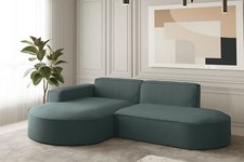 Ecksofa Designersofa PALMA XS in Stoff Opera Velvet Opalgrün Ottomane Links