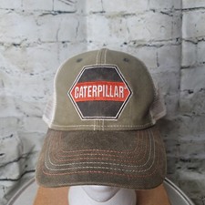 Caterpillar Ball Cap Trucker Hat Adjustable Mesh Snap Back Slightly Distressed