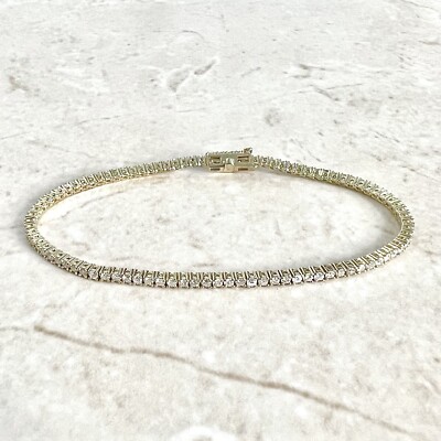 Tennisarmband 2 Karat Diamant - massives 14 Karat Gelbgold Diamantarmband für Sie