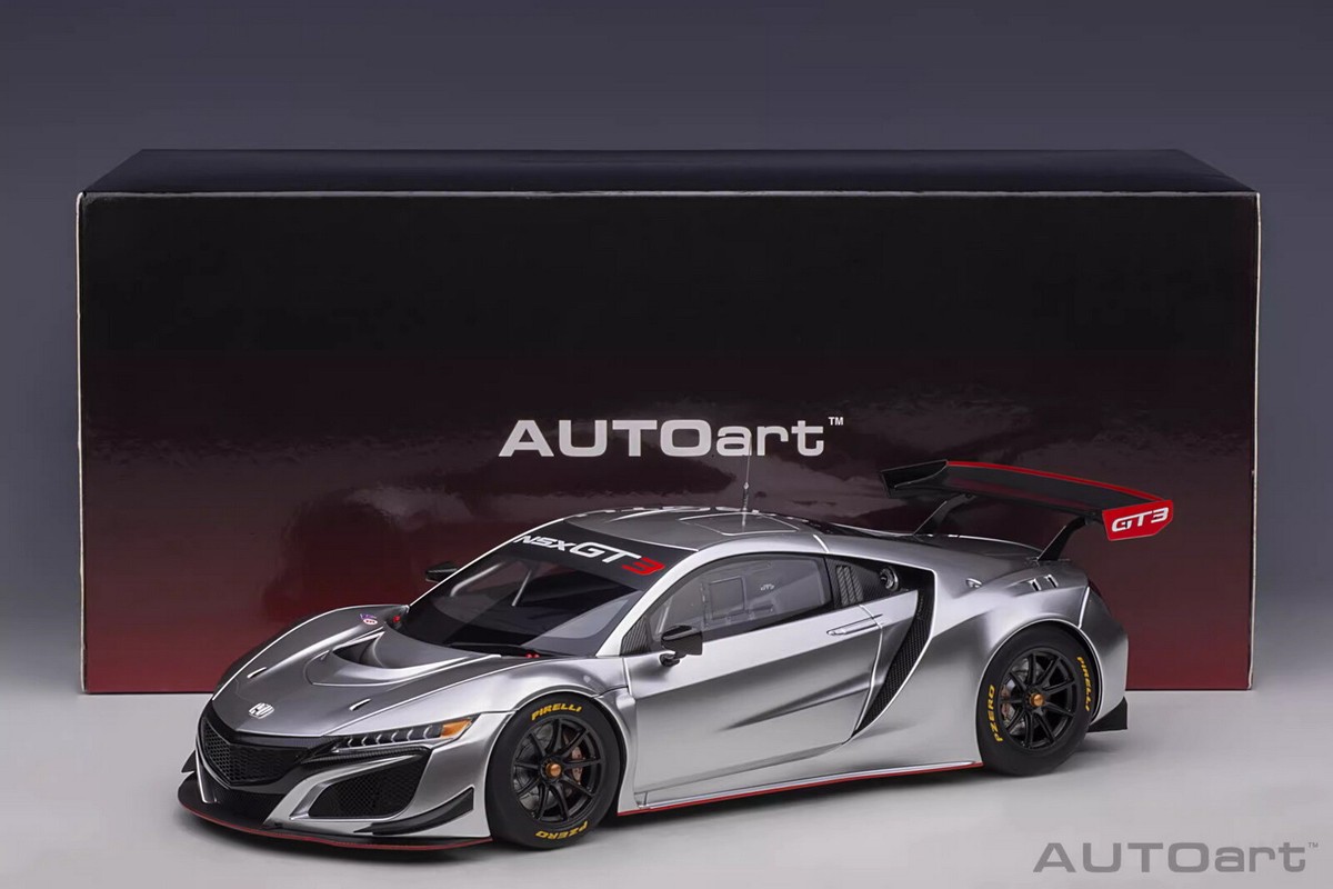 AUTOART 1/18 NSX NSX GT3 2018 Silver Plastics Car Model Doors not