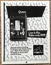 QUEEN - LIVE IN RIO 1985 full page UK magazine ad FREDDIE MERCURY