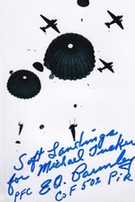 WWII 101st AB 506th PIR Emmert Parmley D-Day,Holland, 2Purple Heart SIGNED PHOTO