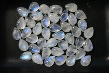  Rainbow Moonstone 10x7mm Pear Cabochon Loose Gemstone(s)