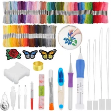 DIY Punch Needle Magic Embroidery Pen Set Stitching Thread Tool 100 Color Thread