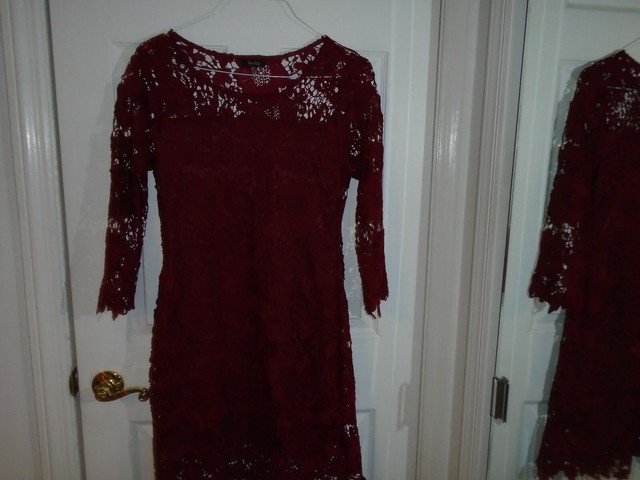 burgundy crochet dress