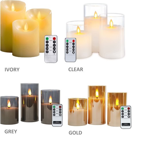 3 LED USB REMOTE CONTROL FLAMELESS FLICKERING GLASS CANDLES