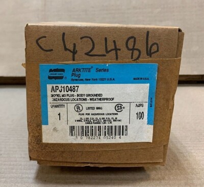 NEW EATON/CROUSE-HINDS APJ1048 ARKTITE PLUG 100 AMP 3 WIRE 4 POLE PLUG