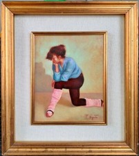 DIPINTO AD OLIO FIGURA FEMMINILE - DONNA - BALLERINA - 1985 FRANCESCO ESPOSITO
