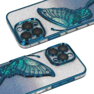 FÜR APPLE IPHONE 12 - Liquid Brokat MUSTER Schutz Blink Tasche Case Hülle BLAU