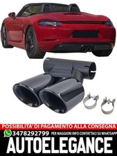 💎Schwarze Doppelrohr-Auspuffblenden aus Edelstahl für Porsche 718 982💎