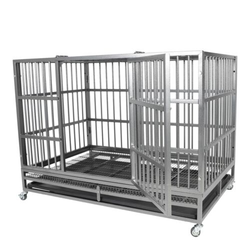 47Inch Heavy Duty Dog Kennel ron Dog Cage Pet Crate for Medium and Large Dogs - Picture 2 of 5