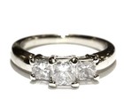 GIA 14k white gold 3 stone princess diamond 1.44CT engagement ring 5.3g Natural — photo 3