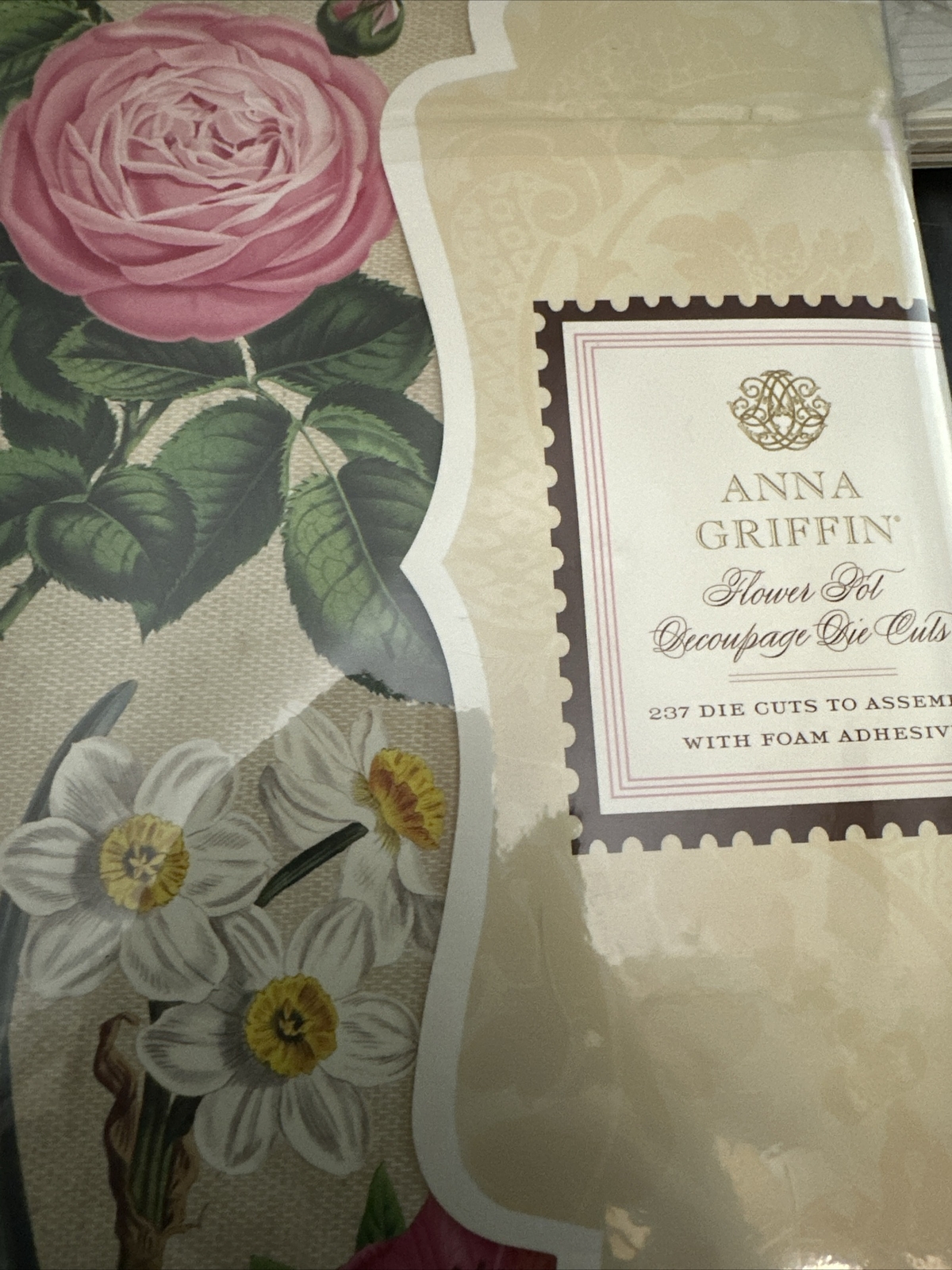 Anna Griffin Flower Pot Decoupage 237 Die Cuts With Foam Adhesive RARE