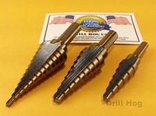 3 Pc Step Drill Bit Set REAMER Step Bit Set UNIBIT Lifetime Warranty Drill Hog 