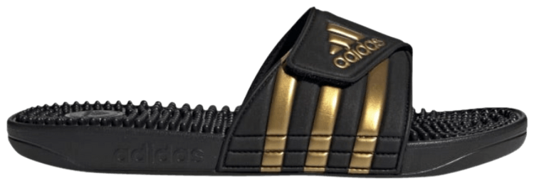adidas Adissage Slides 'Black Gold Metallic' EG6517 Ship Now