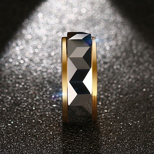 Anillo de carburo de tungsteno de oro 8 mm corte rombo boda fiesta joyería talla 6-12 - Imagen 5 de 7