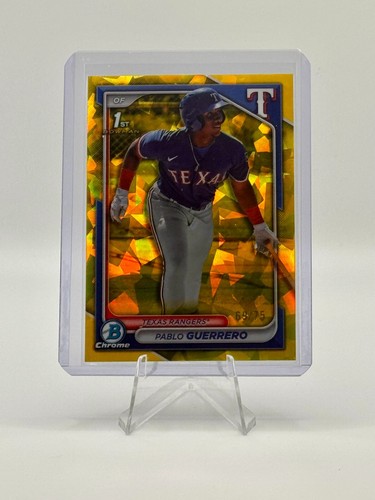 2024 Bowman Chrome Sapphire Pablo Guerrero 1st Yellow /75 #BCP-212 Rangers - Bild 1 von 2