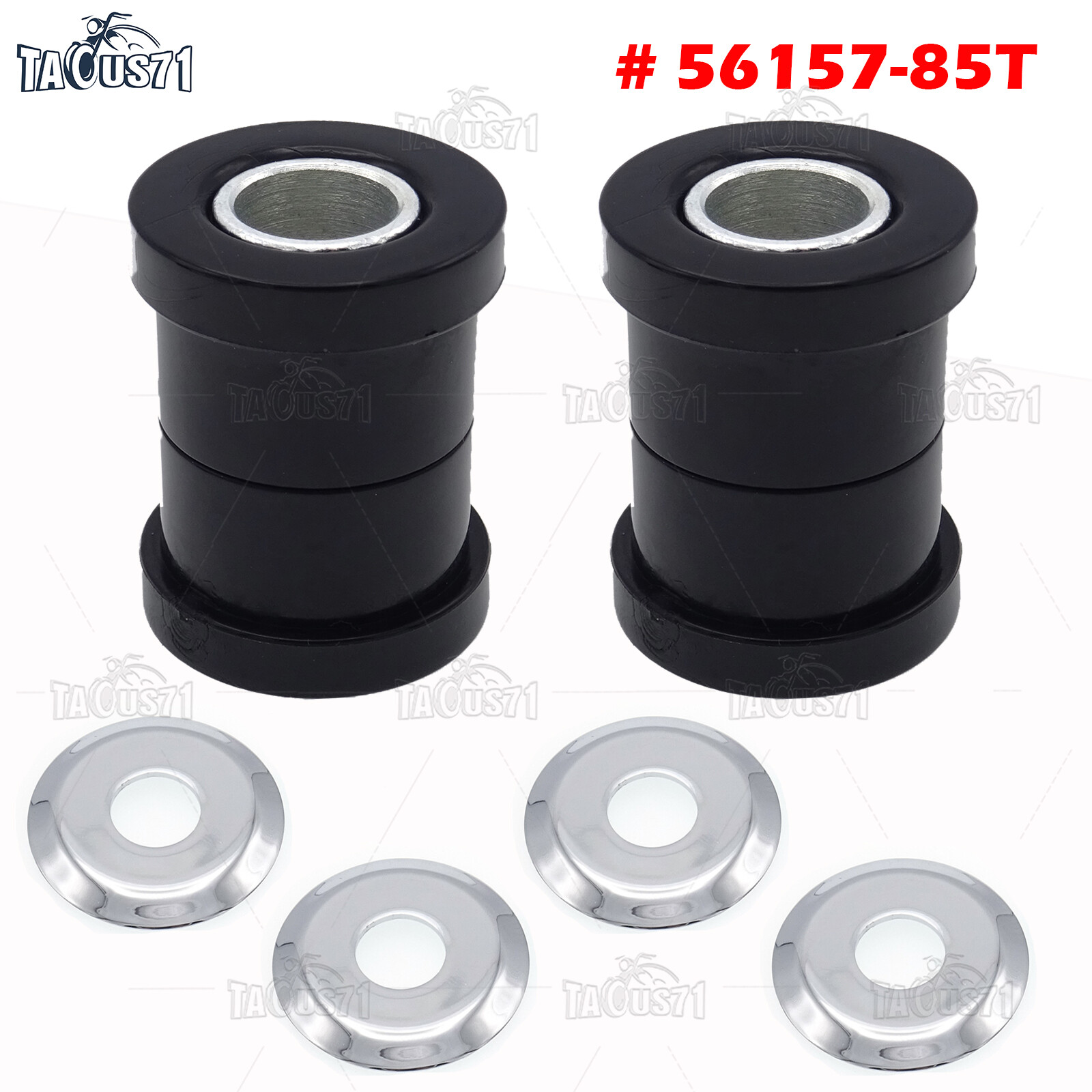 2-Pack Black Polyurethane Handlebar Riser Bushings For Harley Softail, Dyna, Sportster