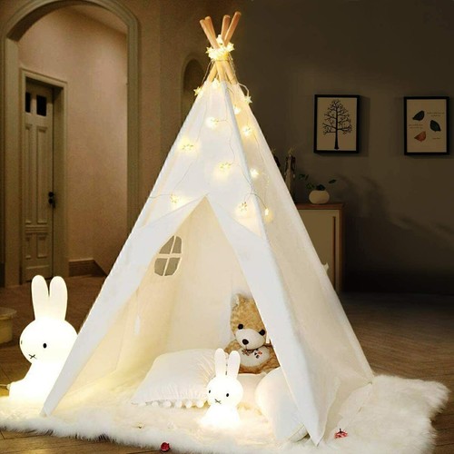 Large Teepee Tent Kids Cotton Canvas Pretend Play House Boy Girls Wigwam Gift AU - Picture 3 of 12