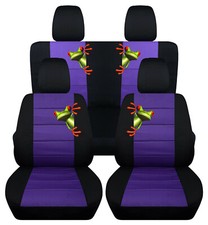 Front Rear Car Seat Covers Black-purple Wfrog Fits Jk Wrangler 2dr 2007-2018
