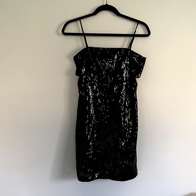 Reserved Women's XS Black Short Mini Sequin Spaghetti Party Dress Bodycon  Date