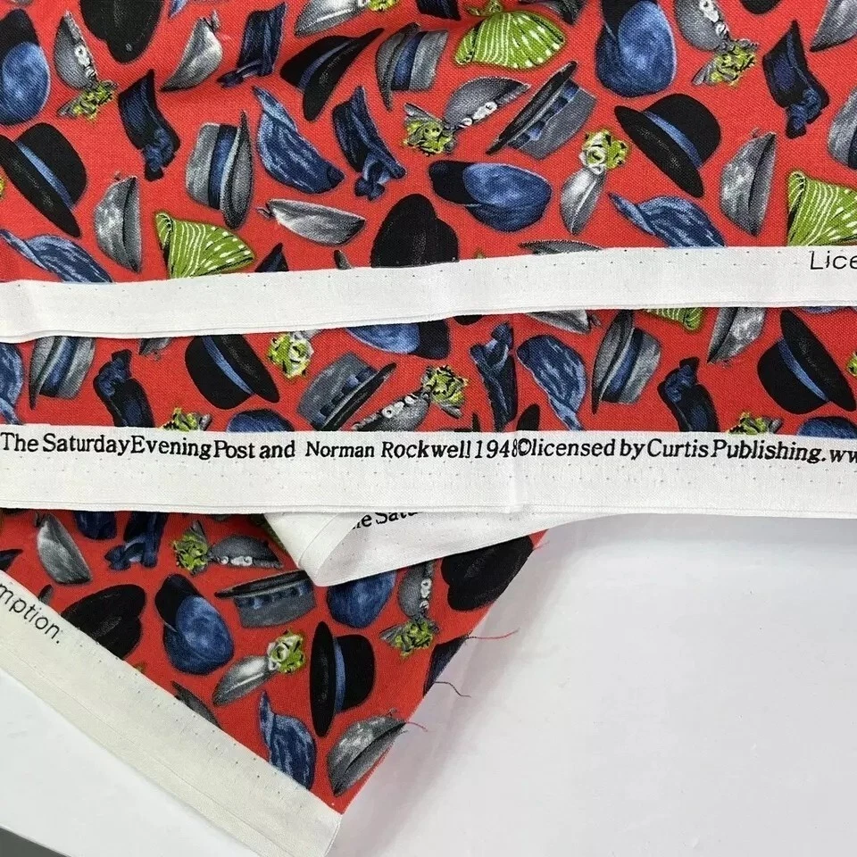 Remanente de tela de sombreros de acolchado Norman Rockwell Treasures Foto 3 de 4