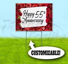 HAPPY ANNIVERSARY CUSTOM 18x24 Yard Sign WITH STAKE Corrugated Bandit Bandit