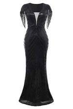 Babeyond Sheer Scoop Neck Iridescent Sequin Dress 2XL