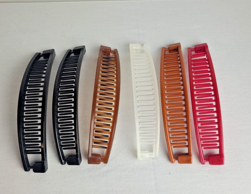 Vintage Goody Style Clincher Combs Banana Clip 5"x1" 1990s Retro Hair Lot Of 6
