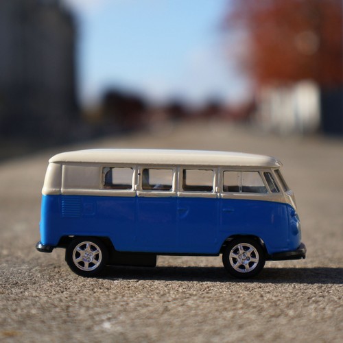 Spielzeugauto VW Bus Bulli 7,5cm Blechauto blau - Picture 10 of 12