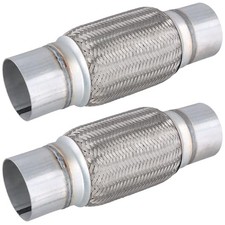 2 Pack 3x8 Inch Stainless Steel Exhaust Flex Pipe - Double Braid - Heavy Duty