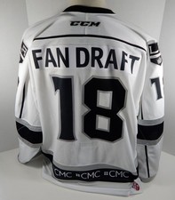 2018 Manchester Monarchs Fan Draft #18 Game Issued White Jersey 15th Patch 56