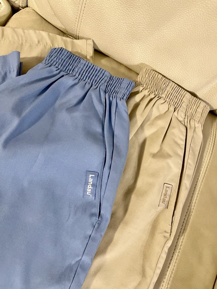 Juego de 2 exfoliantes/pantalones para mujer Landau azul - S crema - M Foto 2 de 4