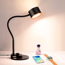 Desk Lamp, LED Desk Lamp with USB C A Charging Ports, 5 Colors Fully Dimmab...