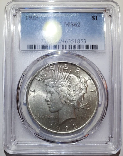 1923 PEACE DOLLAR PCGS MS62 Great Luster