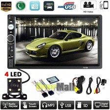 7" Double 2 DIN Car MP5 Player Bluetooth Touch Screen Stereo Radio With Camera