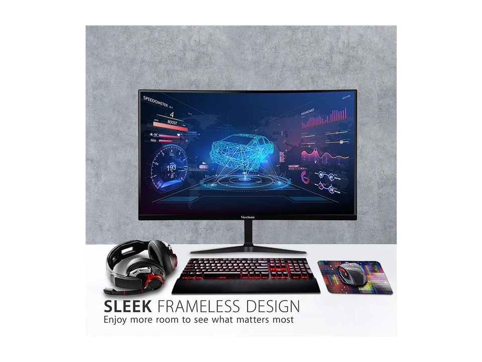 ViewSonic VX2718-2KPC-MHD Curved Gaming Monitor 27" WQHD 1440p 180Hz 1ms with - Image 3 of 4