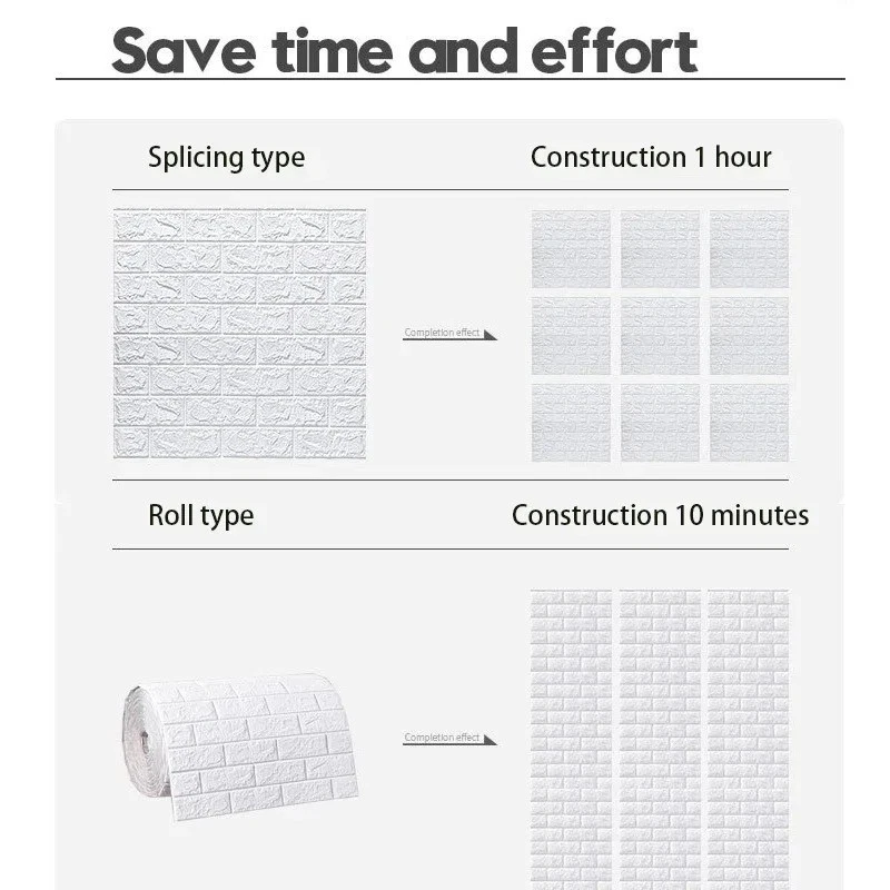 3D Foam Brick Self Adhesive Wallpaper Waterproof Wall Stickers Home Decor - Image 4 of 4