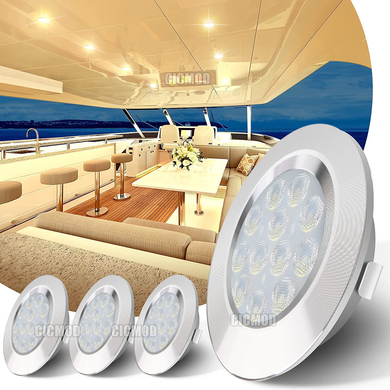 12V LED Spot Lights Dimmable Touch Switch Caravan Motorhome Recessed Downlights