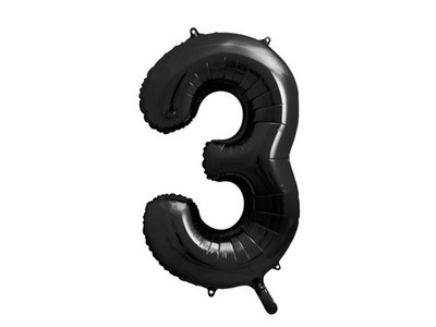 Großer Luftballon schwarz Zahl 3 86 cm / 34''