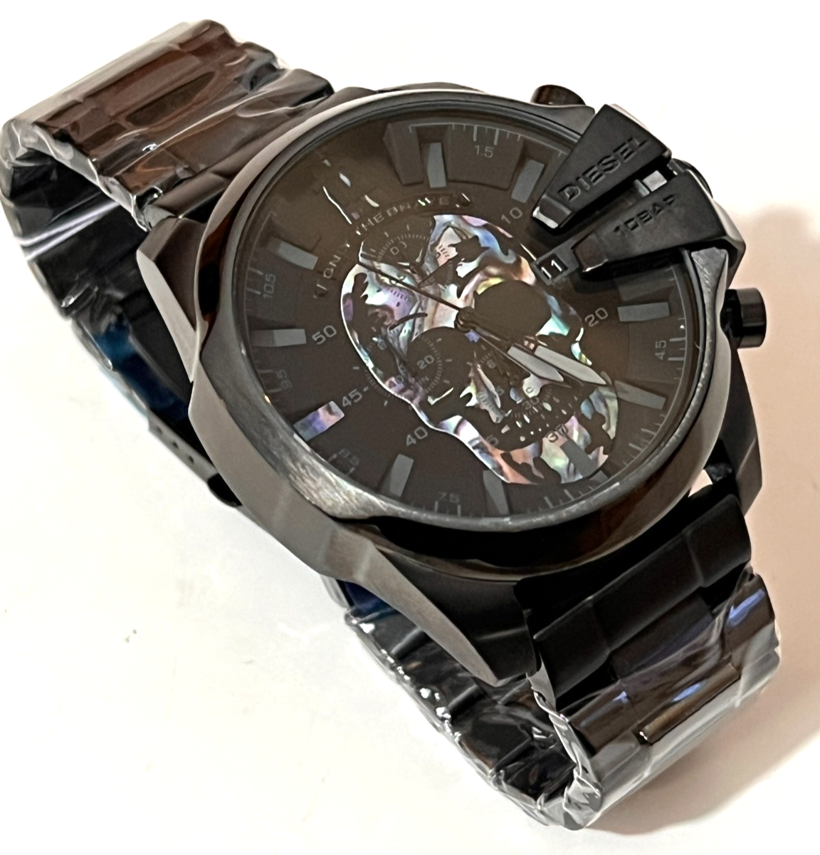 DIESEL DZ4582 Mens Mega Chief Chronograph Black Skull S/Steel
