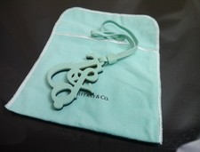 TIFFANY & Co. Anhänger Schlüsselanhänger Leder Blau Schwarz Logo