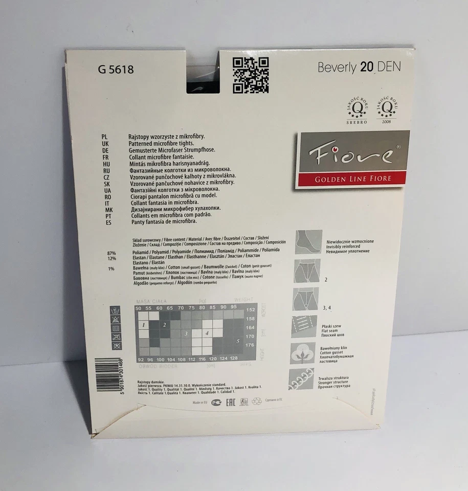 Fiore Beverly 20 Den Black Microfiber Tights Pantyhose G5618 Size 4 Brand New - Image 2 of 4