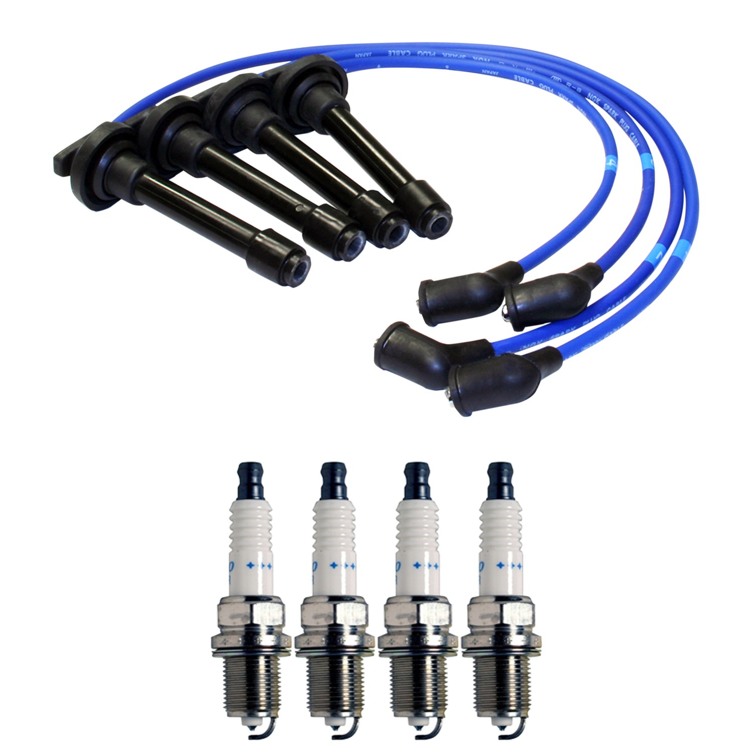 NGK Wire Set  Denso 4 Double Platinum Spark Plugs Kit for CRX Base HF 1.5 L4 NA