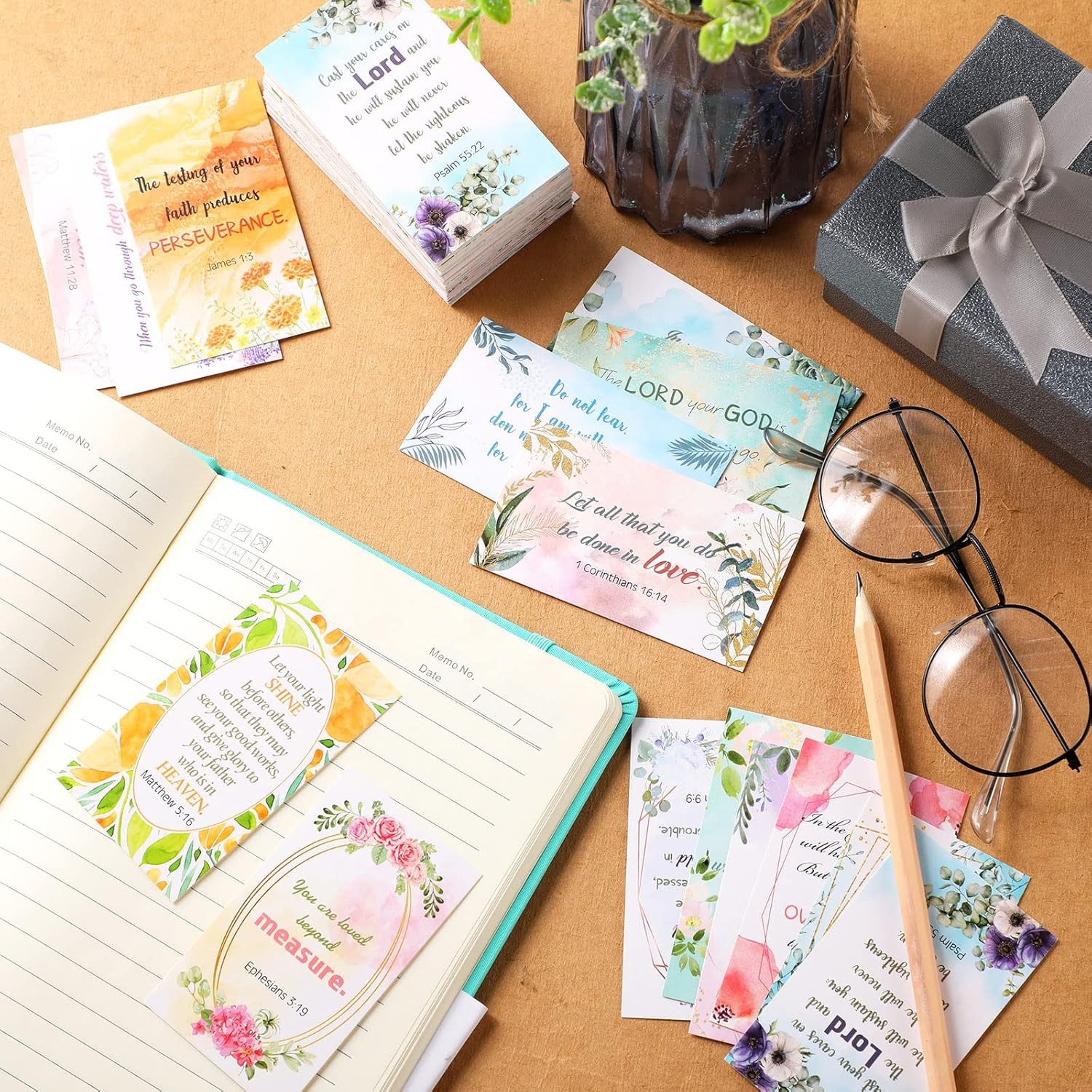 Maitys 240 Pcs Bible Verse Cards for Women with 3.5 x 2 inches, Pink, Blue 