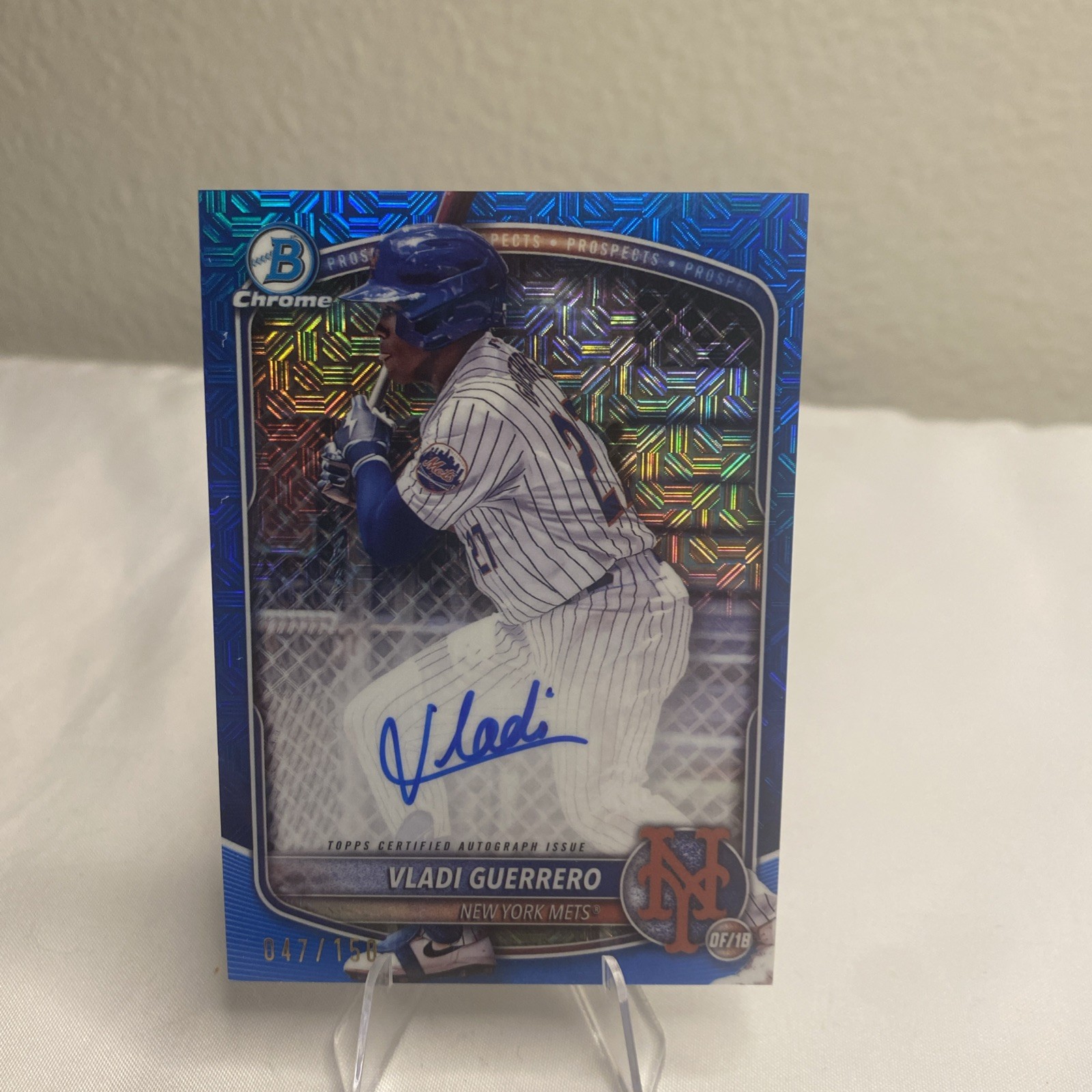 2025 Bowman Chrome Blue Mojo Vladi Guerrero On Card auto 47/150 BMA-VG Mets