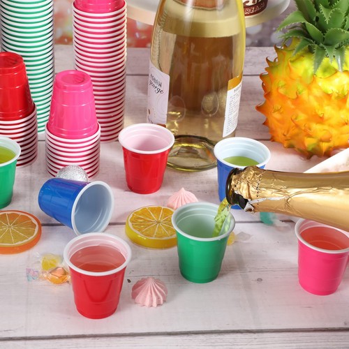 200 Pcs 2 oz Plastic Shot Glasses Disposable Shot Cups Colored Mini Summer Pa... - Picture 6 of 6
