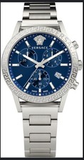 Versace VEKB00522 Sport Tech Lady Chrono Blue Silver Steel Women's Watch 39mm