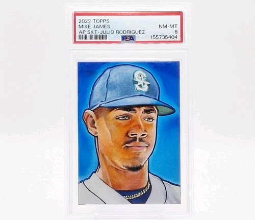 #1/1 Julio Rodriguez RC 2022 Topps Sketch Card Rookie AP-SKT Baseball SP PSA 8